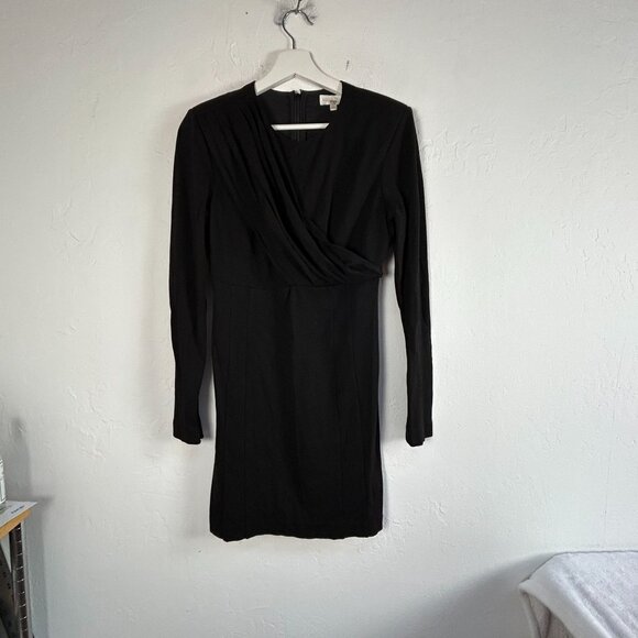 Ronny Kobo Womens Mini Dress Medium Black Long Sleeve Draped V-Neck Stretch - Picture 1 of 10